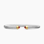 Classic Cable Bracelet in Sterling Silver with 14K Yellow Gold and Garnets, 5mm