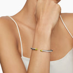 Classic Cable Bracelet in Sterling Silver with 14K Yellow Gold and Peridot, 5mm