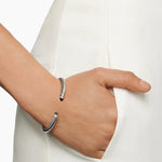 Classic Cable Bracelet in Sterling Silver with Black Onyx and Diamonds, 5mm