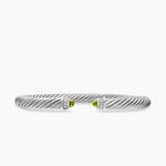 Classic Cable Bracelet in Sterling Silver with Peridot and Diamonds, 5mm