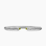 Classic Cable Bracelet in Sterling Silver with Peridot and Diamonds, 5mm