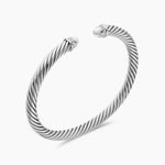 Classic Cable Bracelet Sterling Silver with Pearls and Diamonds, 5mm