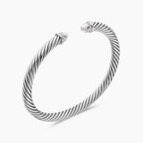 Classic Cable Bracelet Sterling Silver with Pearls and Diamonds, 5mm