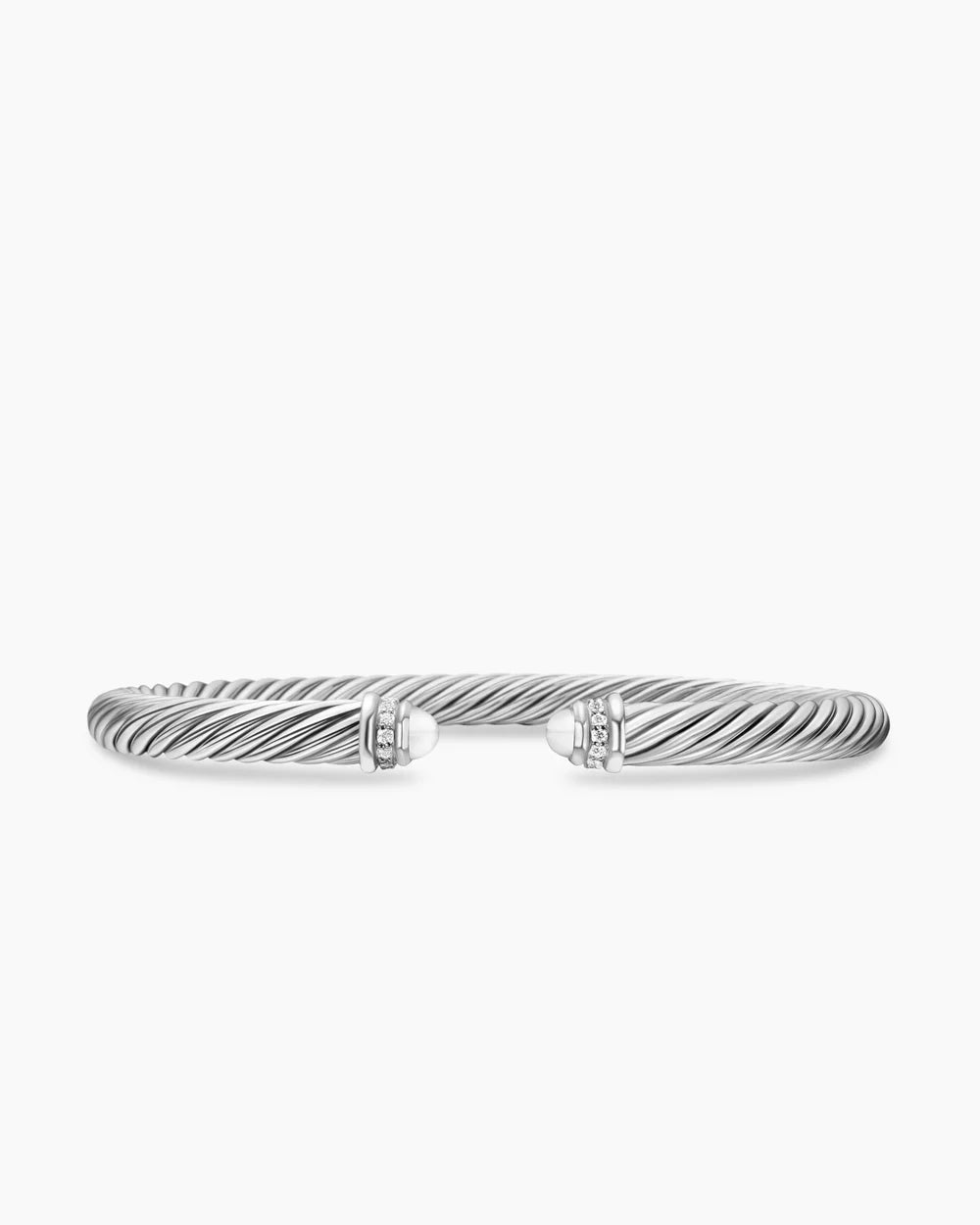 Classic Cable Bracelet Sterling Silver with Pearls and Diamonds, 5mm