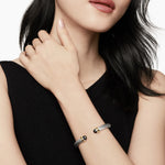 Classic Cable Bracelet in Sterling Silver with 14K Yellow Gold and Black Onyx, 7mm