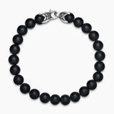 Spiritual Beads Bracelet Sterling Silver with Black Onyx, 8mm