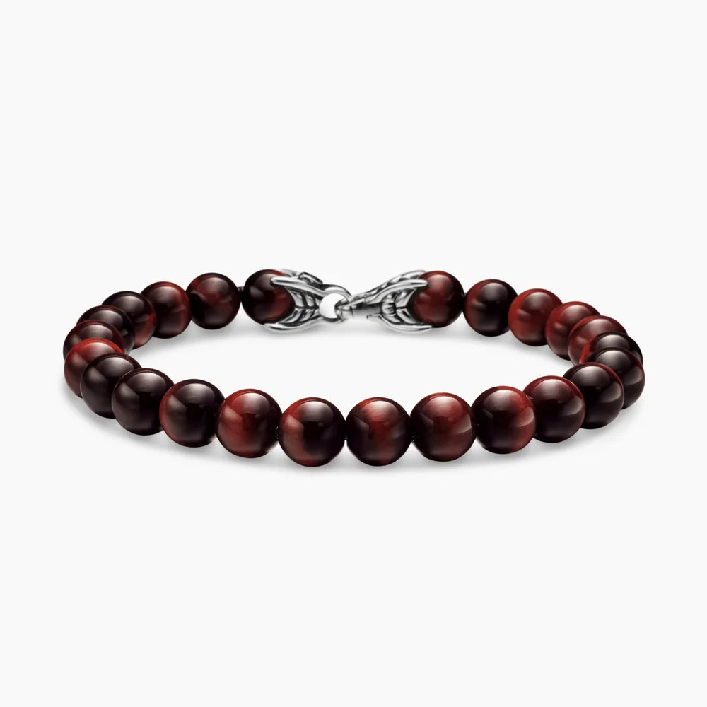 SPIRITUAL BEADS BRACELET Sterling Silver with Red Tiger’s Eye, 8mm