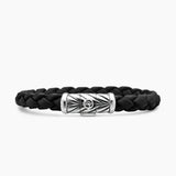 Chevron Bracelet Black Rubber and Sterling Silver, 8mm