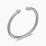 Classic Cable Bracelet Sterling Silver with Pavé Diamond Domes, 5mm