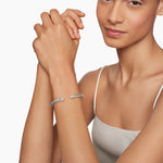 Classic Cable Bracelet Sterling Silver with Pavé Diamond Domes, 5mm