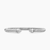 Classic Cable Bracelet Sterling Silver with Pavé Diamond Domes, 5mm