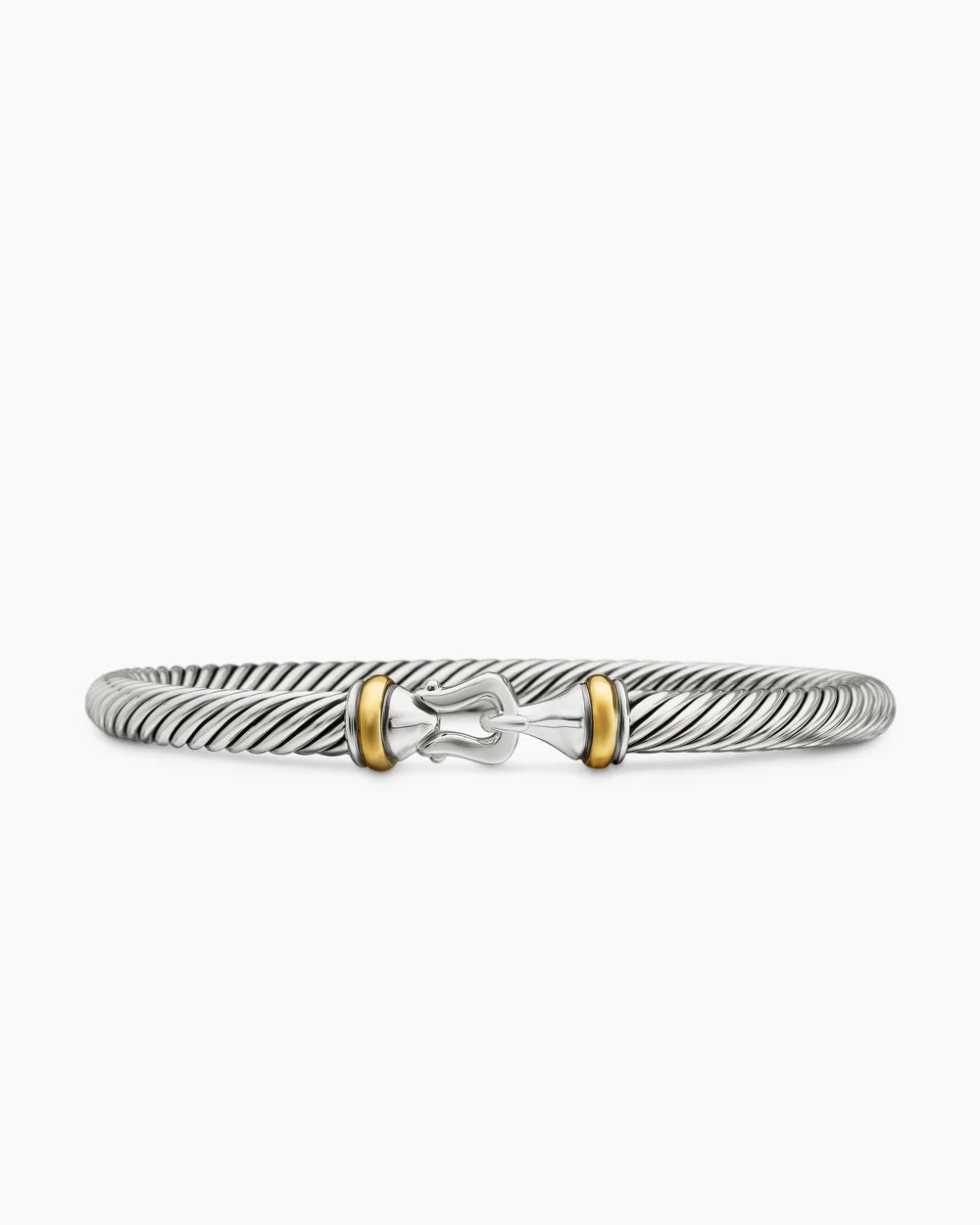 Buckle Classic Cable Bracelet in Sterling Silver with 18K Yellow Gold, 5mm