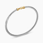 Buckle Classic Cable Bracelet Sterling Silver with 18K Yellow Gold, 3mm