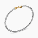 Buckle Classic Cable Bracelet in Sterling Silver with 18K Yellow Gold, 3mm