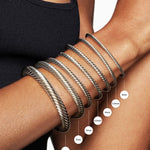 Classic Cable Bracelet in Sterling Silver with 14K Yellow Gold and Blue Topaz, 5mm
