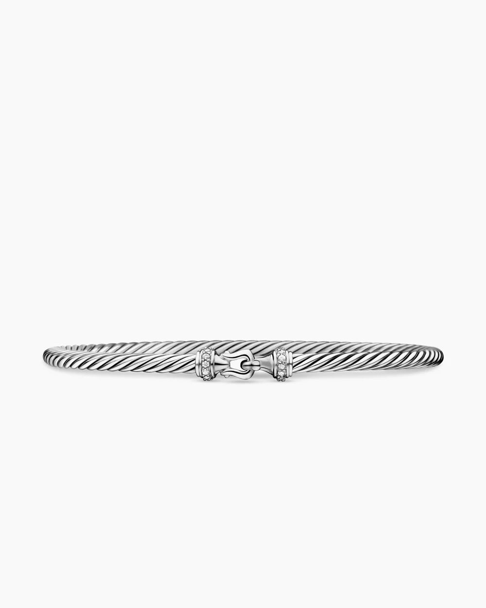 BUCKLE CLASSIC CABLE BRACELET Sterling Silver with Diamonds, 3mm
