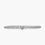 Classic Cable Heart Station Bracelet Sterling Silver with Pavé Diamonds, 3mm