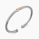 X CLASSIC CABLE STATION BRACELET Sterling Silver with 18K Yellow Gold, 4mm