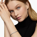 X Classic Cable Station Bracelet in Sterling Silver with Diamonds, 4mm