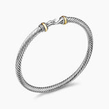 Buckle Classic Cable Bracelet in Sterling Silver with 18K Yellow Gold, 4mm