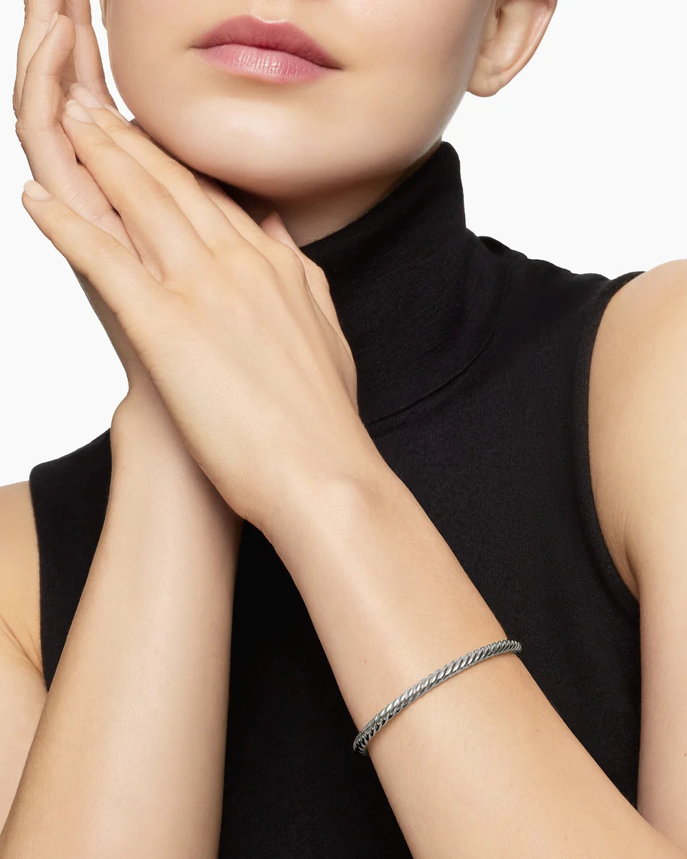 Cable Flex Bracelet in 18K White Gold, 4mm