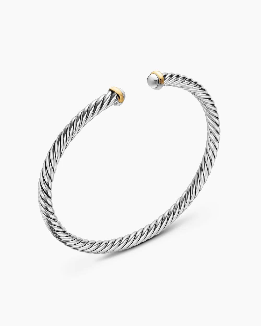 Cable Flex® Bracelet Sterling Silver with 14K Yellow Gold, 4mm