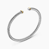 Cable Flex® Bracelet Sterling Silver with 14K Yellow Gold, 4mm
