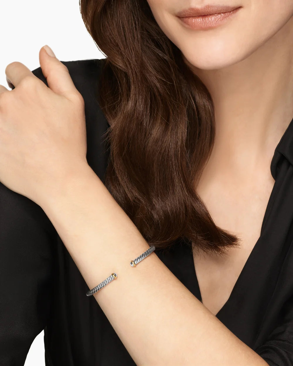 Cable Flex® Bracelet Sterling Silver with 14K Yellow Gold, 4mm