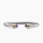 Classic Cable Bracelet in Sterling Silver with 14K Yellow Gold and Amethyst, 5mm