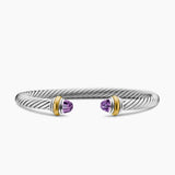 Classic Cable Bracelet in Sterling Silver with 14K Yellow Gold and Amethyst, 5mm