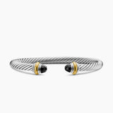 Classic Cable Bracelet in Sterling Silver with 14K Yellow Gold and Black Onyx, 5mm