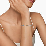 Classic Cable Bracelet in Sterling Silver with 14K Yellow Gold and Blue Topaz, 5mm