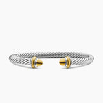 Classic Cable Bracelet in Sterling Silver with 14K Yellow Gold and Gold Domes, 5mm
