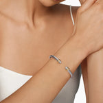 Classic Cable Bracelet in Sterling Silver with 14K Yellow Gold and Pavé Diamond Domes, 5mm