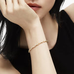 Stax Chain Link Bracelet in 18K Yellow Gold with Diamonds, 4mm