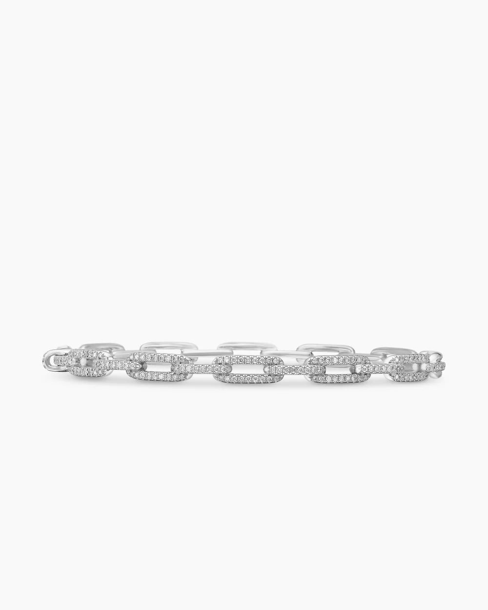 Stax Chain Link Bracelet in 18K White Gold with Diamonds, 4mm