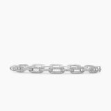 Stax Chain Link Bracelet in 18K White Gold with Diamonds, 4mm