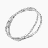 SCULPTED CABLE FLEX TWO ROW BRACELET 18K White Gold with Diamonds, 16mm