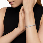 SCULPTED CABLE FLEX TWO ROW BRACELET 18K White Gold with Diamonds, 16mm