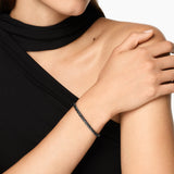 SCULPTED CABLE FLEX BRACELET 18K White Gold with Black Rhodium and Black Diamonds, 5mm