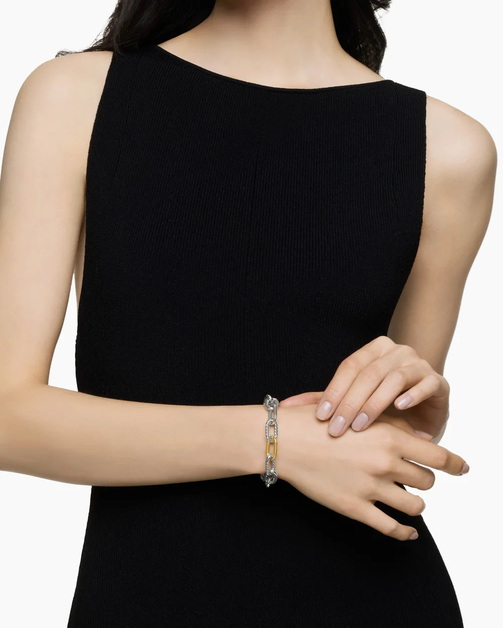 DY Madison® Chain Bracelet in Sterling Silver with 18K Yellow Gold, 11mm