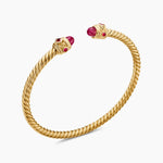 Renaissance® Cablespira Bracelet in 18K Yellow Gold with Rubies, 3.5mm