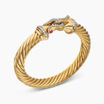 Buckle Cablespira® Bracelet in 18K Yellow Gold with Rubies and Diamonds, 9mm