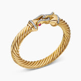 Buckle Cablespira® Bracelet in 18K Yellow Gold with Rubies and Diamonds, 9mm
