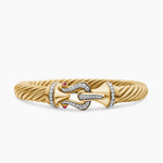 Buckle Cablespira® Bracelet in 18K Yellow Gold with Rubies and Diamonds, 9mm