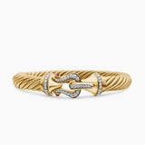 Buckle Cablespira® Bracelet in 18K Yellow Gold with Rubies and Diamonds, 9mm
