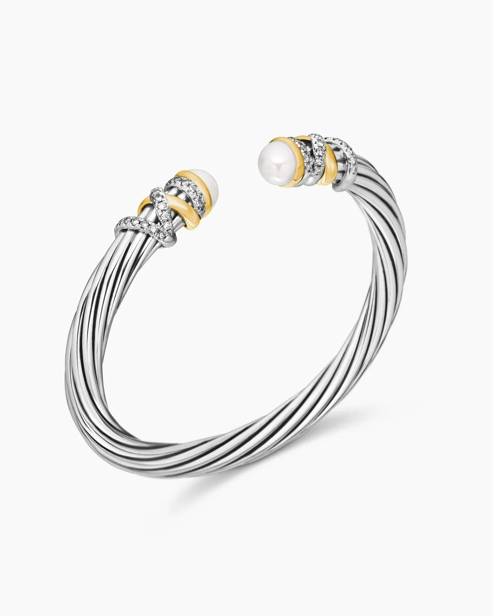 HELENA BRACELET Sterling Silver with 18K Yellow Gold, Pearls and Diamonds, 6mm