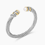 HELENA BRACELET Sterling Silver with 18K Yellow Gold, Pearls and Diamonds, 6mm