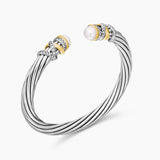 HELENA BRACELET Sterling Silver with 18K Yellow Gold, Pearls and Diamonds, 6mm