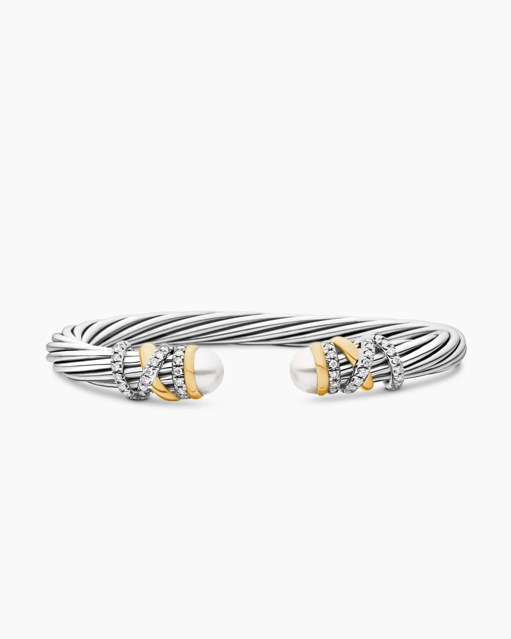 HELENA BRACELET Sterling Silver with 18K Yellow Gold, Pearls and Diamonds, 6mm